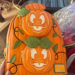 Loungefly Orange and Green Pumpkin Kids Backpack